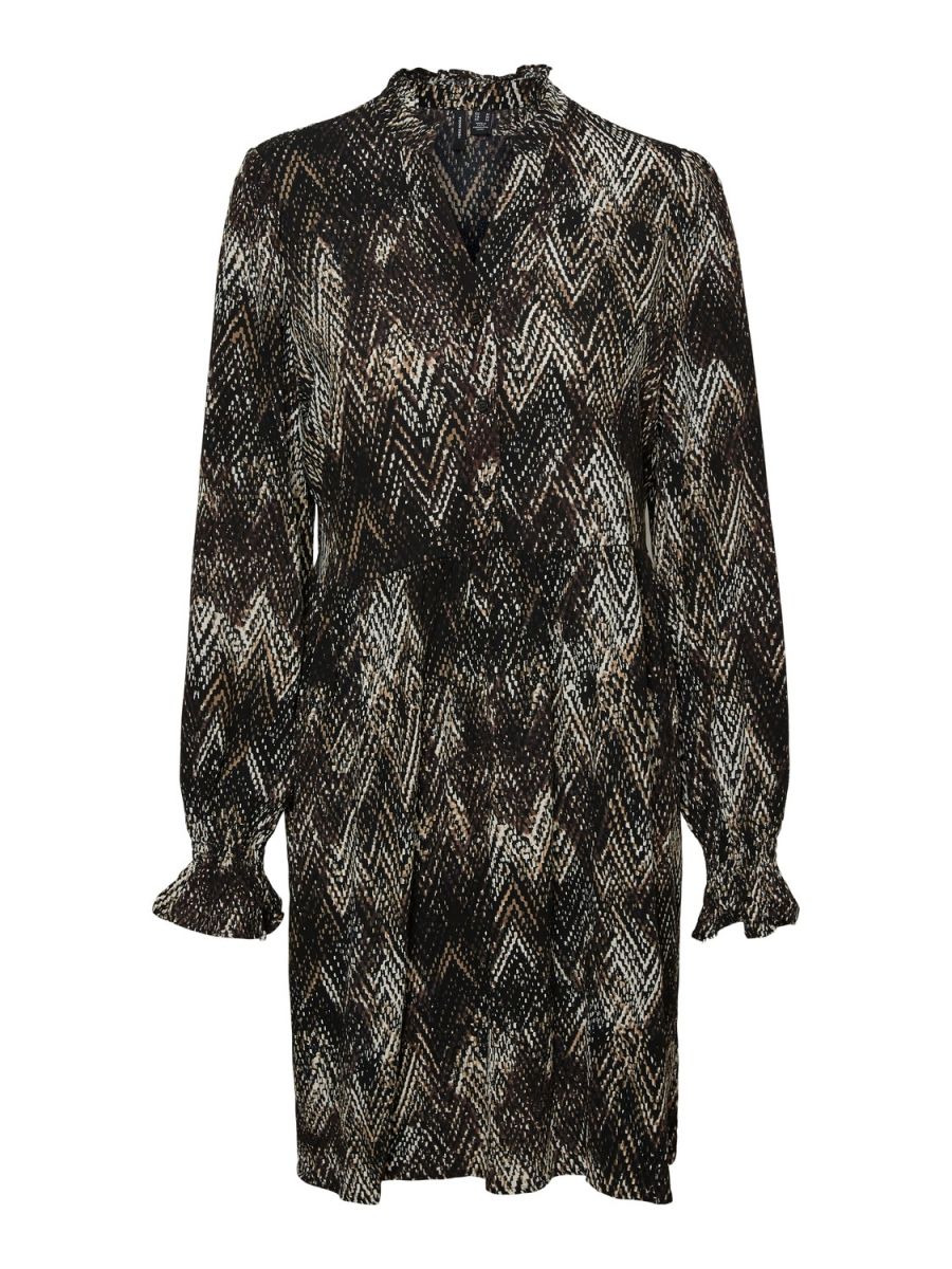 VMESTHER LS ABK DRESS GA AOP#7 Sepia Tint/MELANGE