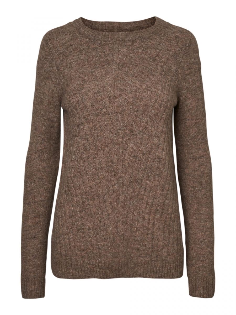 VMCLOUD LS O-NECK BLOUSE GA BF Sepia Tint/MELANGE