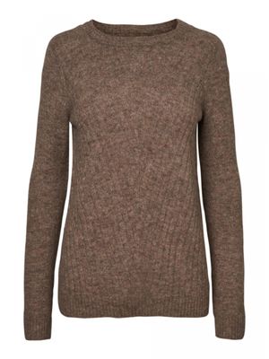 VMCLOUD LS O-NECK BLOUSE GA BF Sepia Tint/MELANGE