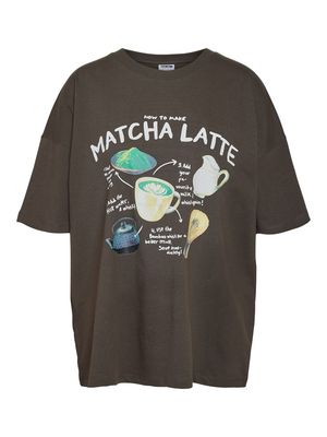 NMIDA S/S RECIPE T-SHIRT Chocolate Brown-MATCHA LATTE