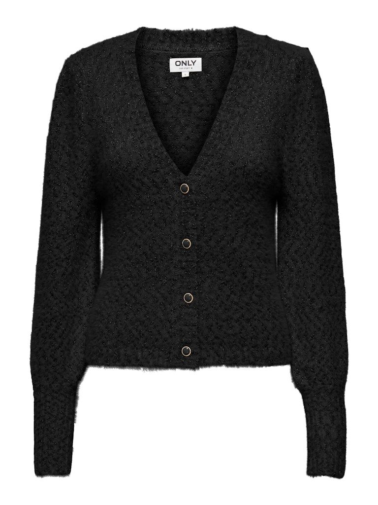 ONLROSETTE LS CARDIGAN CS KNT Black-DTM Glitter-DTM Button