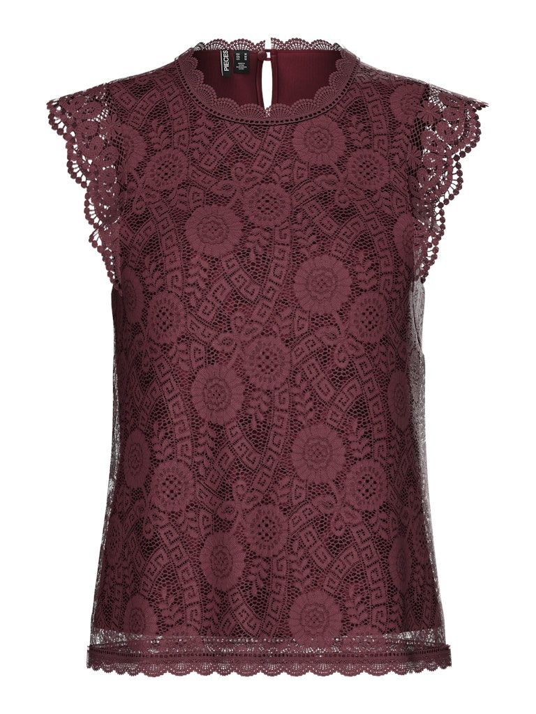 PCOLLINE SL LACE TOP WVN NOOS Tawny Port
