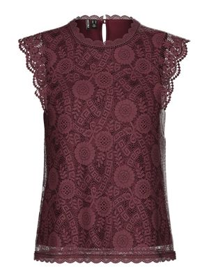 PCOLLINE SL LACE TOP WVN NOOS Tawny Port