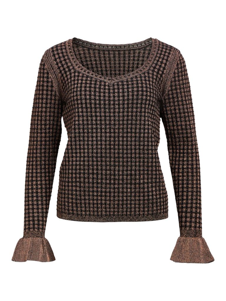 OBJSARRA KNIT L/S SLI PULLOVER 141 Black/Cobber