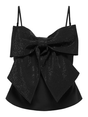 ONLGINIE RHINESTONE BOW STRAP TOP WVN Black