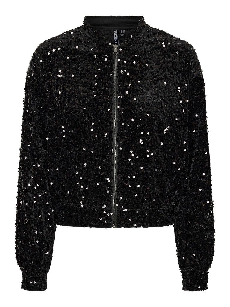 PCKAM LS BOMBER JRS BC Black/Black sequins