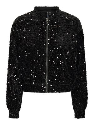 PCKAM LS BOMBER JRS BC Black/Black sequins