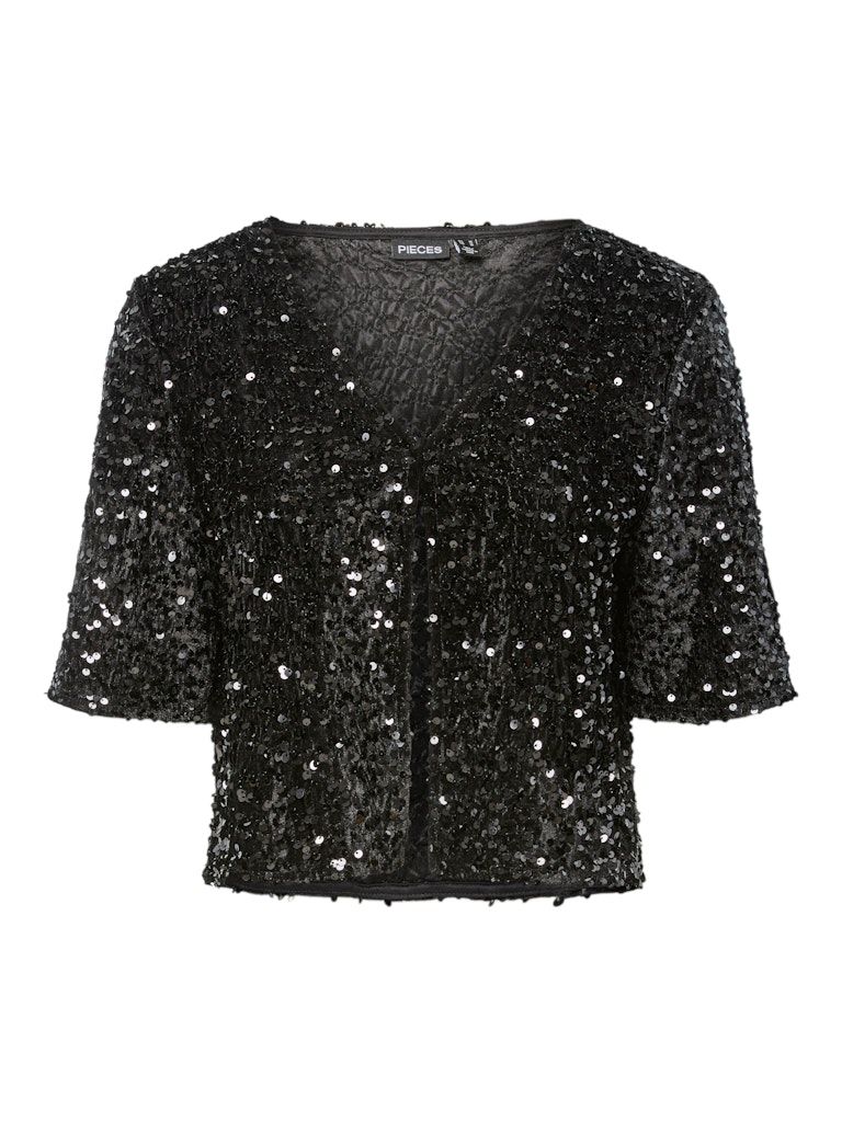 PCKAM 2/4 CARDIGAN JRS BC Black/Black sequins