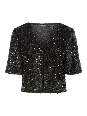 PCKAM 2/4 CARDIGAN JRS BC Black/Black sequins