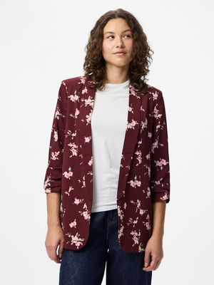 PCBOSELLA 3/4 PRINTED BLAZER NOOS BC Tawny Port/FLOWER