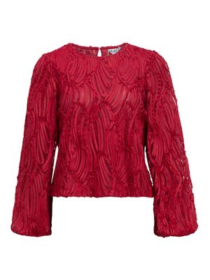 OBJLUCIE L/S RE O-NECK TOP NOOS Karanda Red