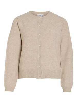 VISALSA L/S O-NECK KNIT CARDIGAN/TES Natural Melange
