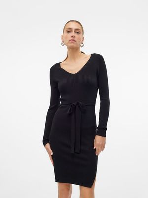 VMSABA RIB LS V-NECK BELT DRESS GA NOOS Black