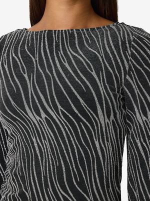 NMGILLY L/S BOATNECK BELLSLEEVE TOP JRS Black/SILVER LUREX Z