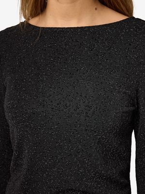 NMGILLY L/S BOATNECK BELLSLEEVE TOP JRS Black/BLACK LUREX LEO