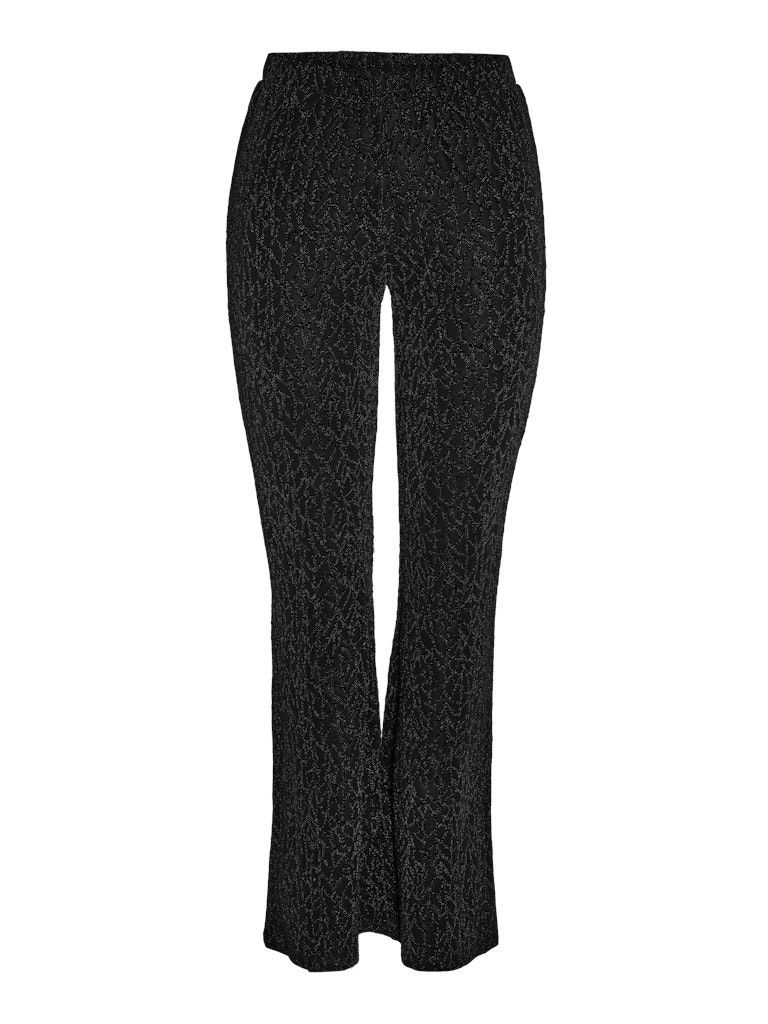 NMGILLY PASA HW FLARED PANTS JRS CURVED Black/BLACK LUREX LEO