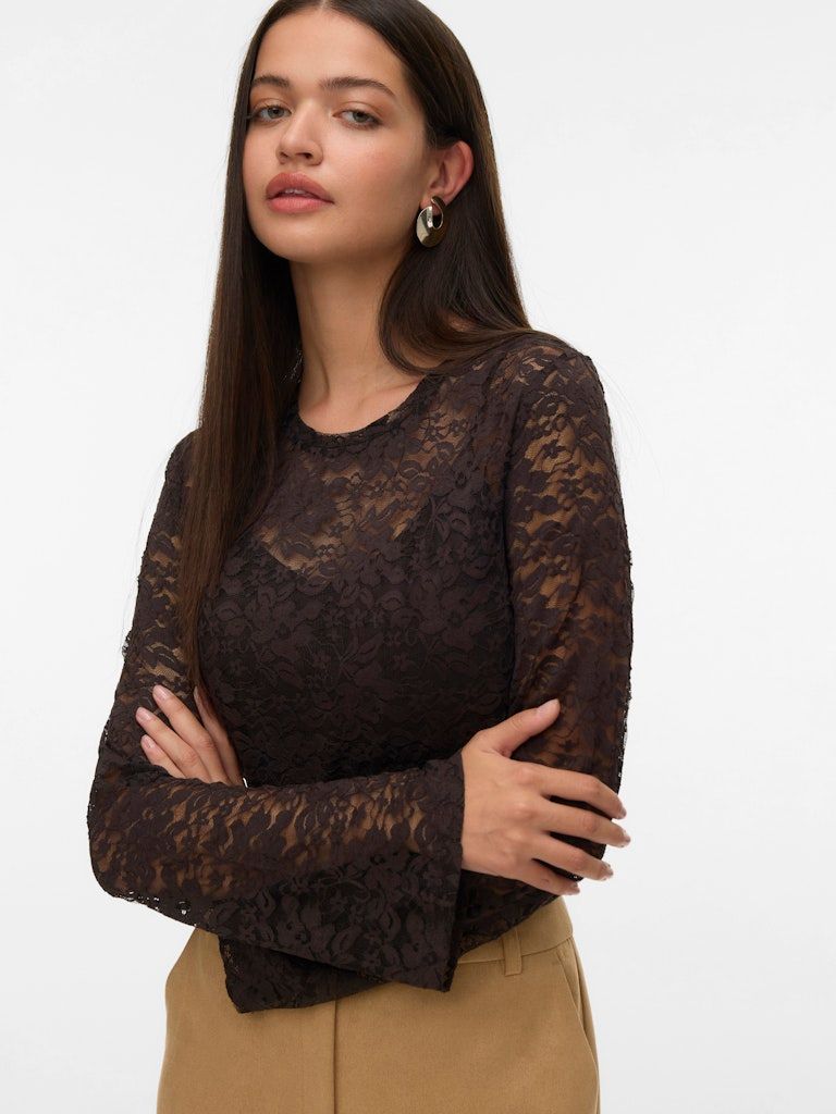 VMKANYA LS O-NECK SHORT TOP JRS GA Chocolate Torte