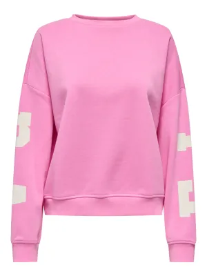 ONLSWEAT L/S BACK/SLEEVE PRINT SWT NOOS Fuchsia Pink/BIRCH FLORIDA