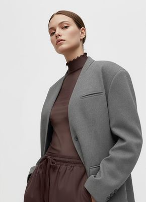 OBJNELA LS O-NECK MESH TOP REP Seal Brown