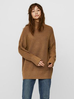 VMRUBERTA LS HIGHNECK BLOUSE GA BF Tobacco Brown