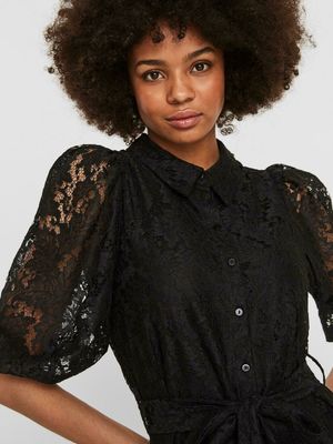 VMBONNA 3/4 SHORT SHIRT DRESS WVN BF Black