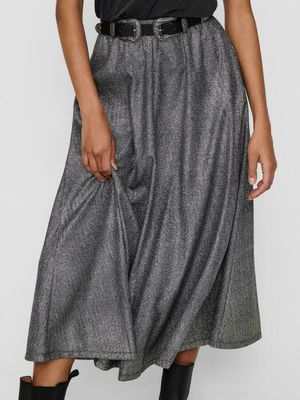 ONLMIRNA GLITTER SKIRT JRS Black/SILVER GLITTER