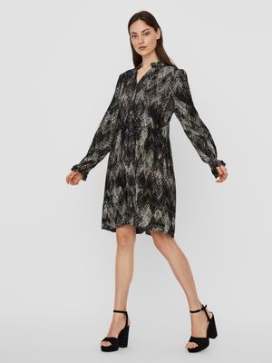 VMESTHER LS ABK DRESS GA AOP#7 Sepia Tint/MELANGE
