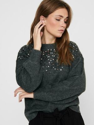JDYNEWESTSPARKLE L/S PULLOVER KNT Dark Grey Melange/ME