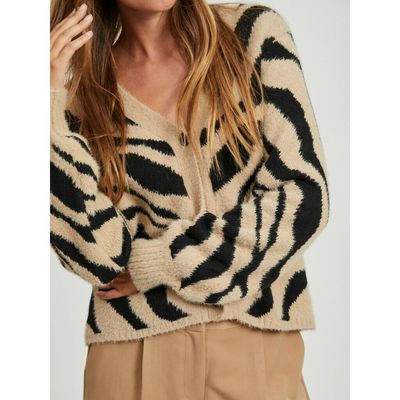 VIFEAMI KNIT ANIMAL L/S CARDIGAN/CAMP Black-nomad