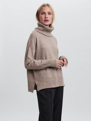 VMDOFFY LS COWLNECK BLOUSE GA NOOS Sepia-MELANGE