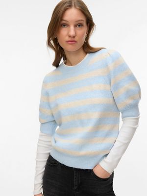 VMDOFFY 2/4 O-NECK PULLOVER GA NOOS Cashmere Blue/BIRCH