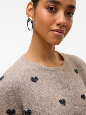 VMDOFFY INTARSIA 2/4 O-NCK CARDIGAN NOOS Moon Rock/W BLACK HE