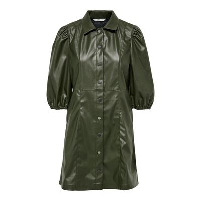 ONLRILLA PUFF FAUX LEATHER DRESS PNT Sea Turtle