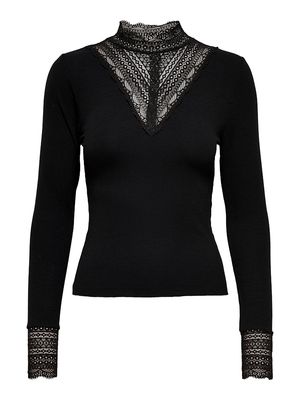 ONLTILDE L/S HIGH NECK LACE TOP JRS NOOS Black