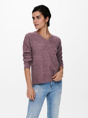 ONLCAMILLA V-NECK L/S PULLOVER KNT NOOS Rose Brown-MELANGE