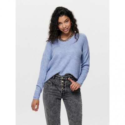 ONLCAMILLA V-NECK L/S PULLOVER KNT NOOS Skyway/MELANGE