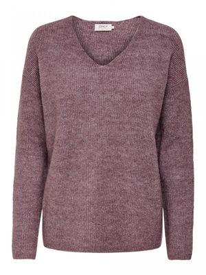 ONLCAMILLA V-NECK L/S PULLOVER KNT NOOS Rose Brown-MELANGE