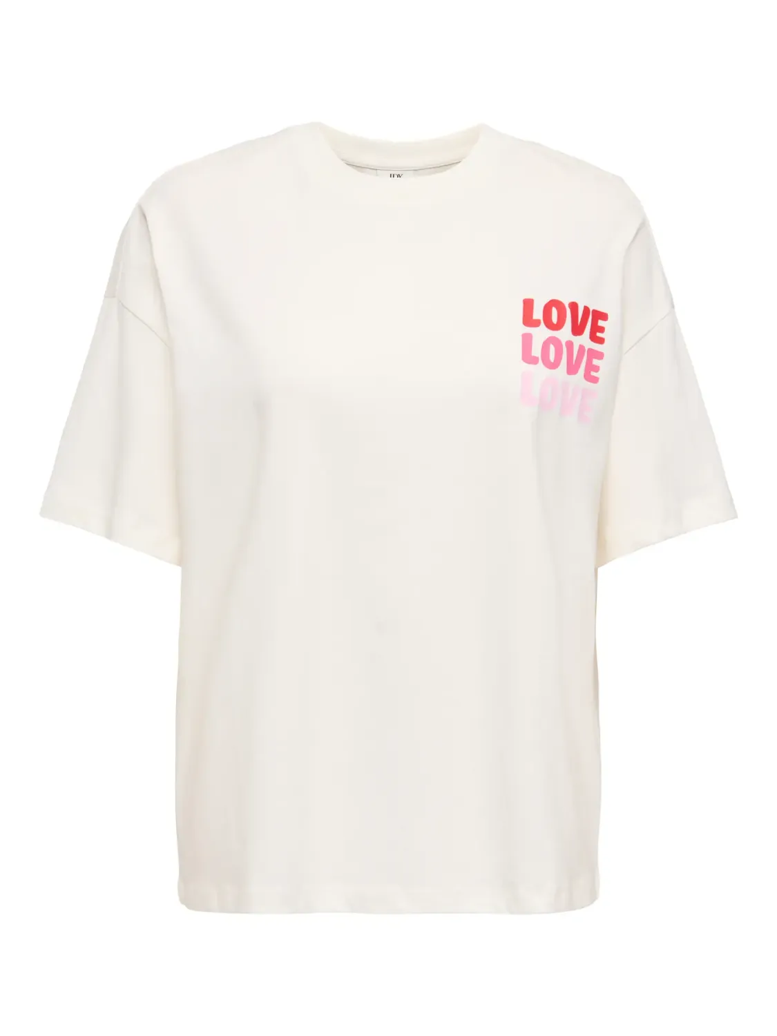 JDYCARLA S/S OVERSIZE T-SHIRT JRS Cloud Dancer/LOVE