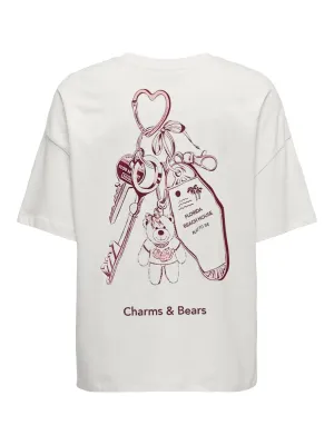 JDYCARLA FRONT/BACK PRINT T-SHIRT J​RS Cloud DancerTEDDY B  CHAR