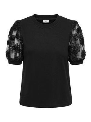 JDYFAIRVIEW LIFE S/S SWEAT JRS Black-Flower Lace
