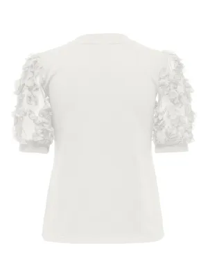 JDYFAIRVIEW LIFE S/S SWEAT JRS Cloud Dancer-Flower Lace