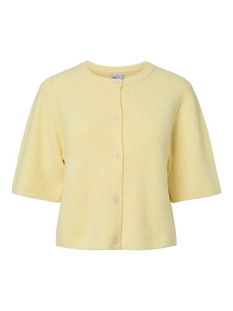 PCSILLY SS O-NECK KNIT CARDIGAN NOOS BC Pale Banana/MELANGE