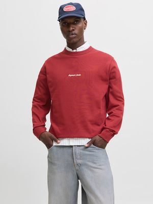 JORNORREBRO EMB SWEAT CREW NOOS Tibetan Red