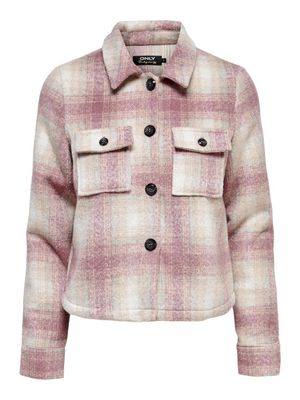 ONLLOU SHORT CHECK JACKET OTW NOOS Pumice Stone-Rose Brown