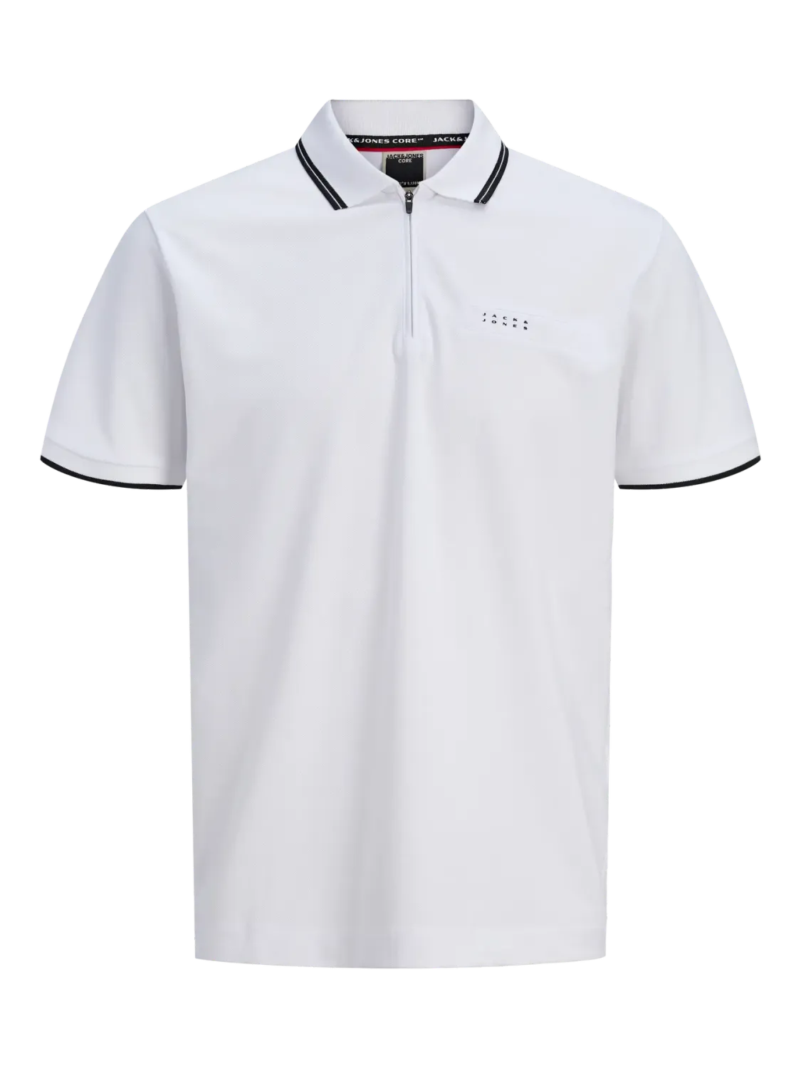 JCOFUSION BRANDING POLO ZIP SS Bright White