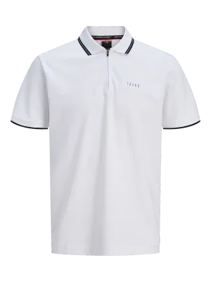 JCOFUSION BRANDING POLO ZIP SS Bright White