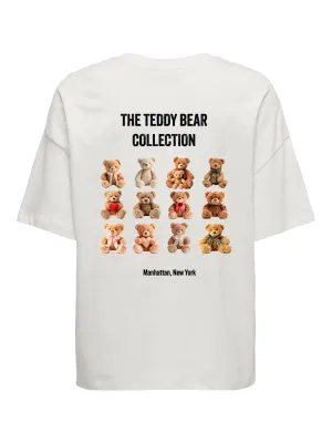 JDYCARLA FRONT/BACK PRINT T-SHIRT JRS Cloud Dancer-TEDDY BEAR COLLECTION