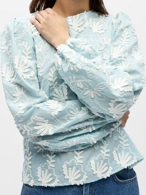 OBJMYA RE L/S TOP NOOS Winter Sky/Cloud dancer