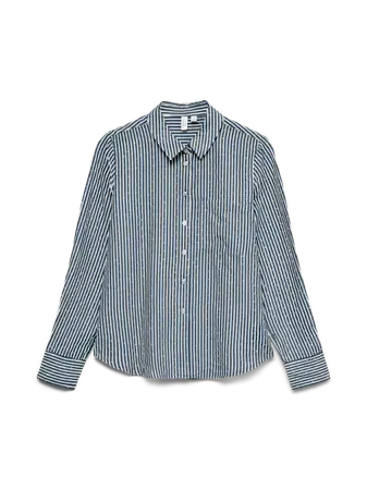 VMIMARA L/S SHIRT WVN BTQ Dark Denim/SNOW WHIT