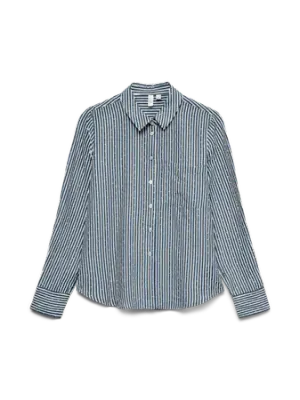 VMIMARA L/S SHIRT WVN BTQ Dark Denim/SNOW WHIT